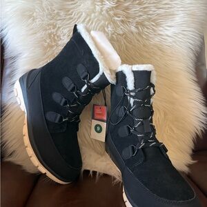 Universal Thread Black Winter Boots with White Accents